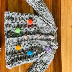 Hand-Knitted Toddler’s Soft fancy Woollen Cardigan with pair of socks